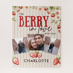 Berry Sweet Couple Photo Romantic Strawberry Flora Jigsaw Puzzle