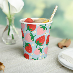 Berry Sweet Delights pattern Pastel Blue Paper Cups