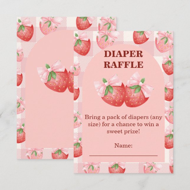 Berry Sweet Diaper Raffle Ticket Enclosure Card (Front/Back)