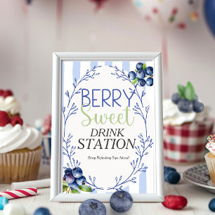 Berry Sweet DRINK STATION Blueberry Sign Invitation