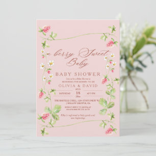 Berry Sweet  Elegant Baby Shower Strawberry Invitation