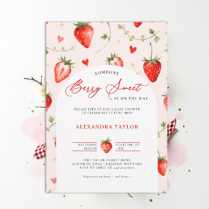 Berry Sweet Farmhouse Art Watercolor Baby Shower Invitation