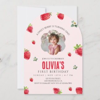 Berry Sweet First Birthday Invitation