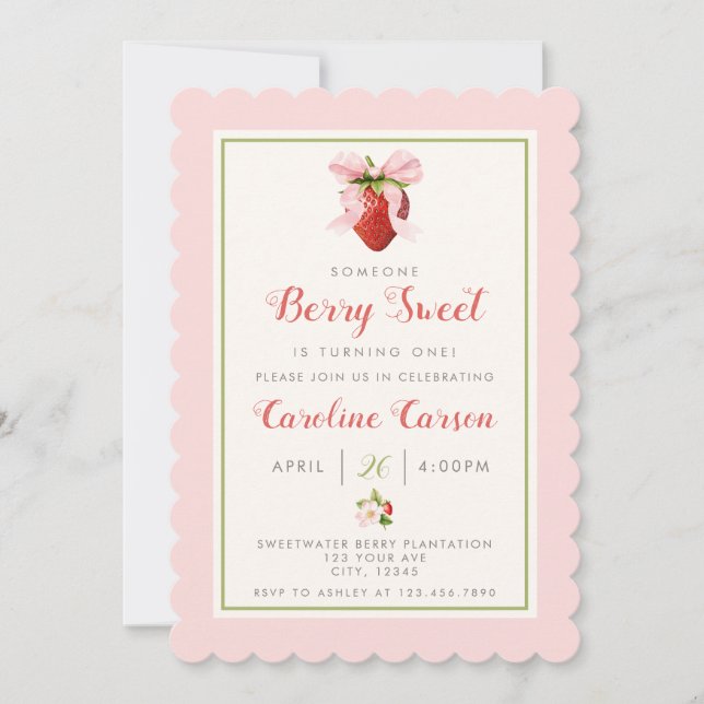 Berry Sweet First Birthday Invitation (Front)