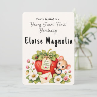 Berry Sweet First Birthday Invitation