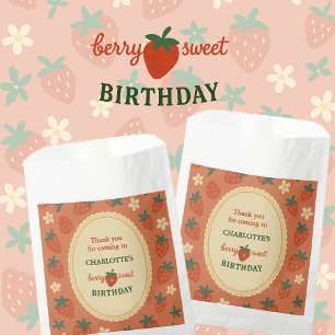 berry sweet first birthday thank you   favour bags