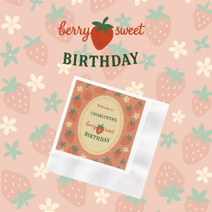 berry sweet first birthday welcome napkin