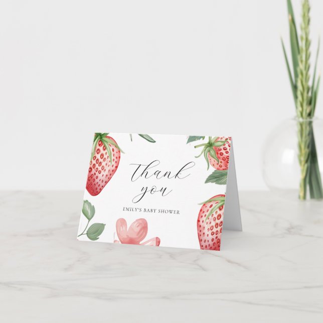Berry Sweet Floral Baby Shower Thank You Card (Front)