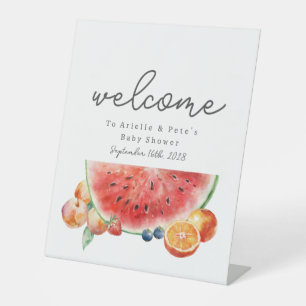 Berry Sweet Fruit Baby Shower Welcome Watermelon Pedestal Sign