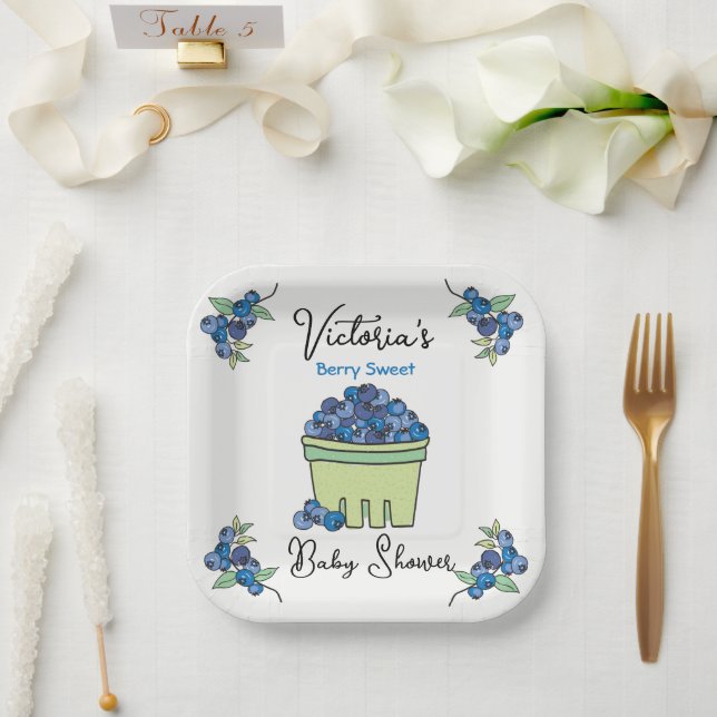 Berry Sweet Fruit Basket Baby Shower Paper Plate (Wedding)