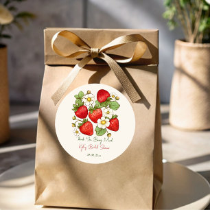 Berry sweet fruit strawberry bridal shower favour classic round sticker