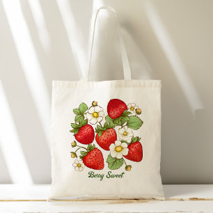 Berry sweet fruit strawberry bridal shower favours tote bag