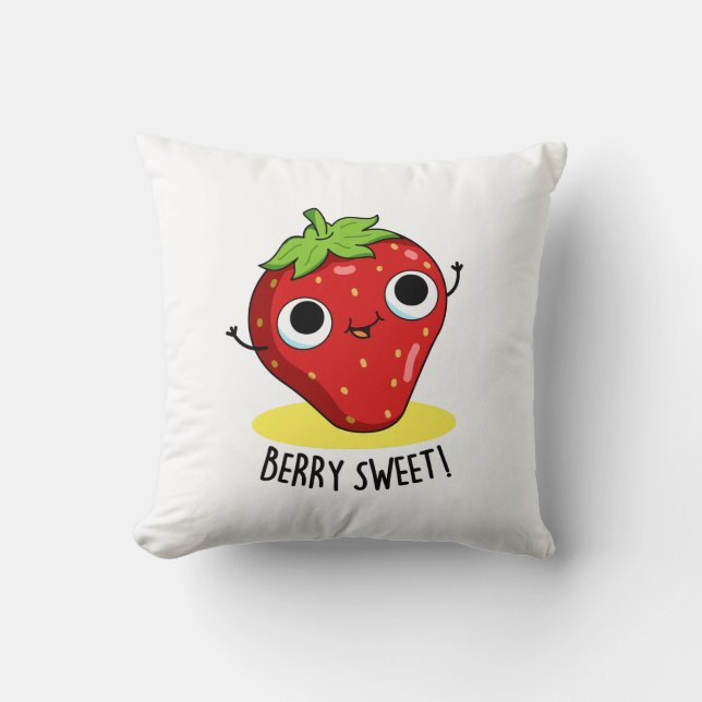 Berry Sweet Funny Strawberry Pun  Cushion (Front)