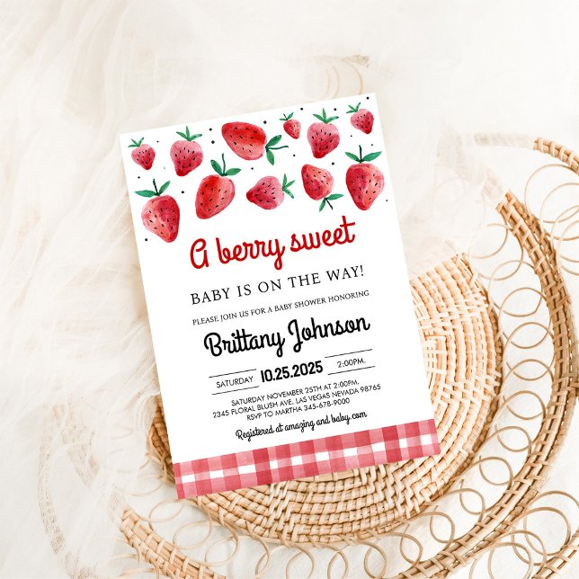 Berry Sweet Girl Baby Shower Invitation (Creator Uploaded)