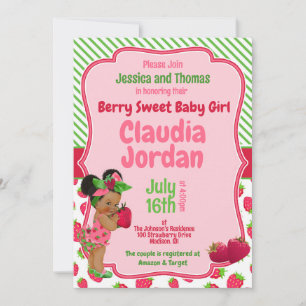 Berry Sweet Girl Strawberry Baby Shower Invitation