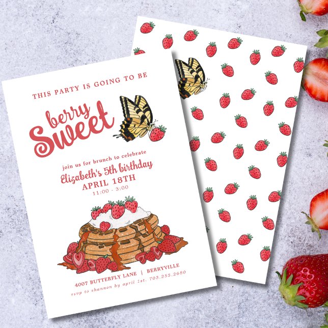 Berry Sweet Girl's Birthday Brunch Invitation (Creator Uploaded)