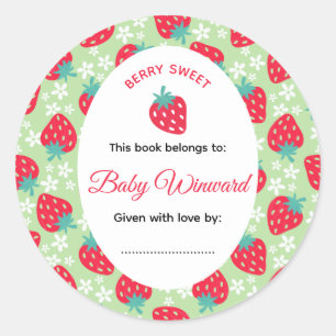 Berry Sweet Green Strawberry Baby Shower Classic Round Sticker