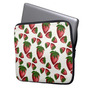 Berry Sweet Hand-Drawn Strawberry Laptop Sleeve