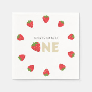 Berry sweet minimal 1st birthday napkin