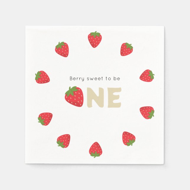 Berry sweet minimal 1st birthday  napkin (Front)