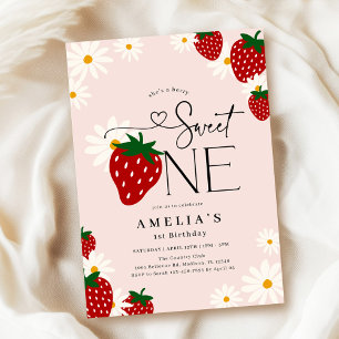 Berry Sweet One 1st Strawberry Birthday Invitation