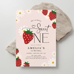 Berry Sweet One 1st Strawberry Birthday Invitation