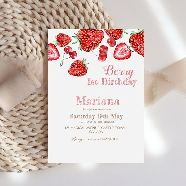 Berry sweet one first birthday Berry Birthday Invitation (Creator Uploaded)