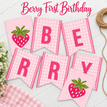 Berry Sweet One First Birthday Pink Strawberry