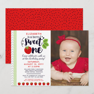 Berry Sweet ONE Strawberry Baby First Birthday Invitation