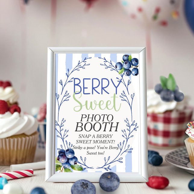 Berry Sweet PHOTO BOOTH Blueberry  Sign  Invitation (Berry Sweet PHOTO BOOTH Blueberry Sign)