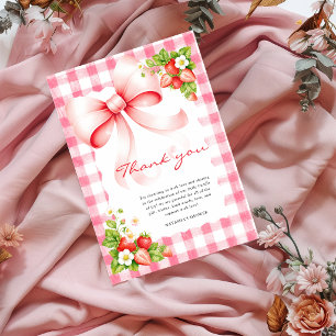 Berry Sweet Pink Bow Baby Shower Thank You Card