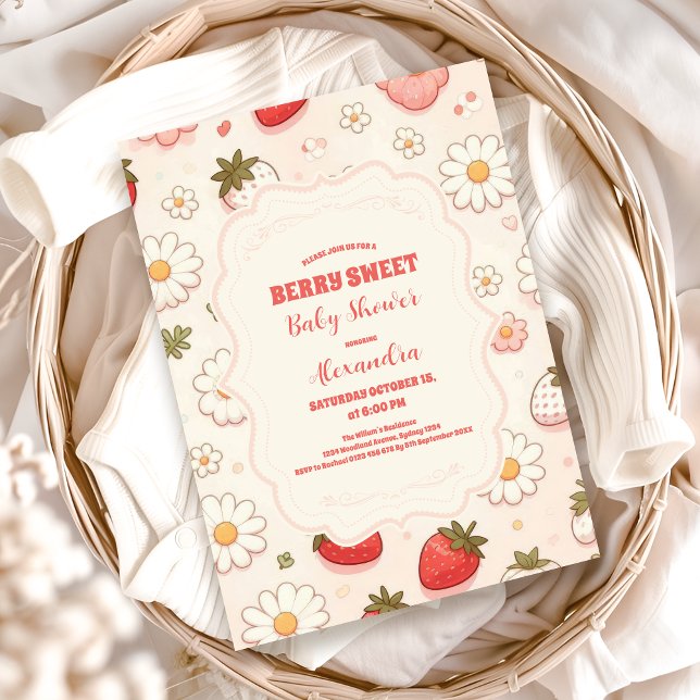 Berry Sweet Pink Coquette Baby Shower Invitation (Creator Uploaded)