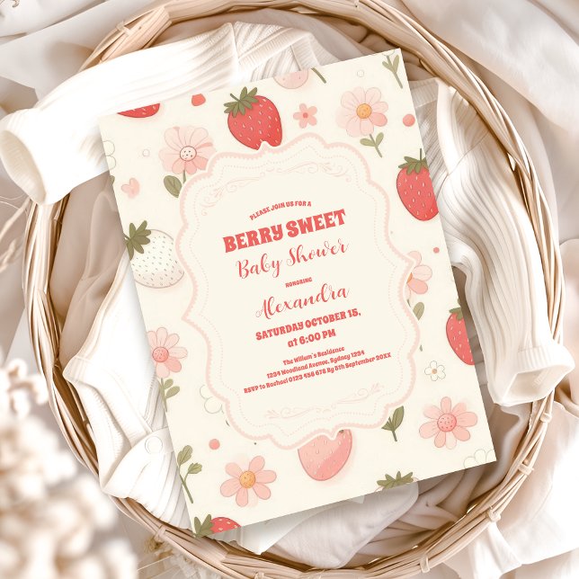 Berry Sweet Pink Coquette Baby Shower Invitation (Creator Uploaded)