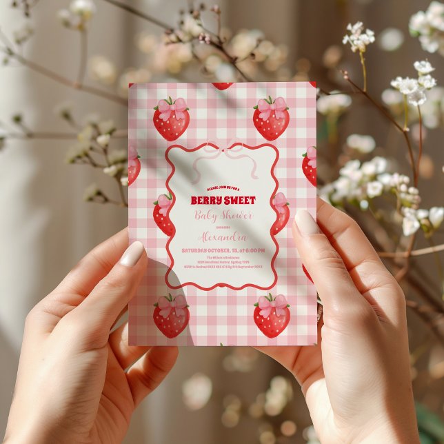 Berry Sweet Pink Coquette Baby Shower  Invitation (Creator Uploaded)