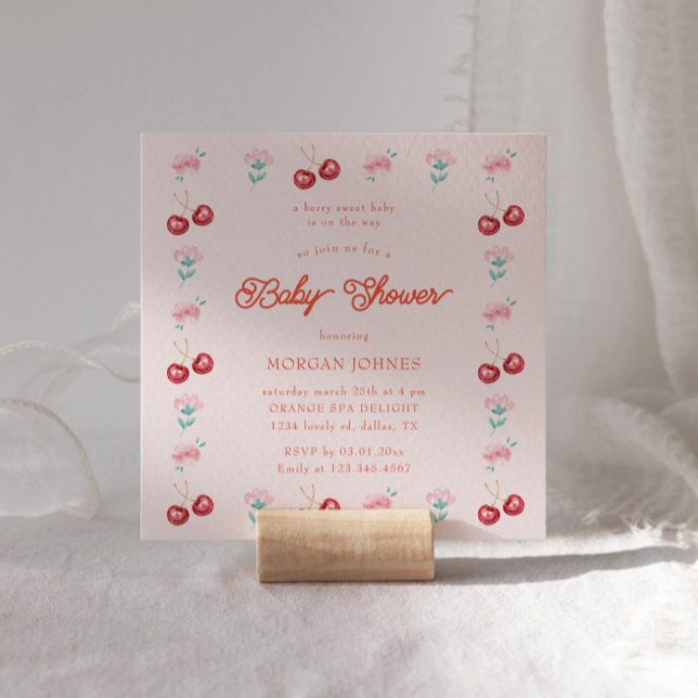 Berry Sweet Pink Coquette Baby Shower Invitation (Creator Uploaded)