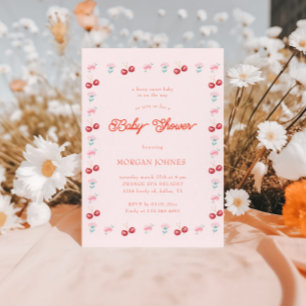 Berry Sweet Pink Coquette Baby Shower Invitation