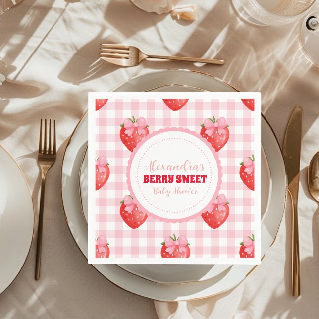 Berry Sweet Pink Coquette Baby Shower  Napkin (Creator Uploaded)