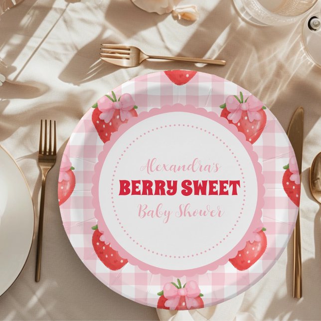 Berry Sweet Pink Coquette Baby Shower  Paper Plate (Creator Uploaded)