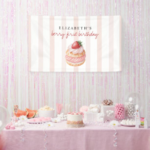 Berry Sweet Pink First Birthday Banner