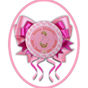 Berry Sweet Pink Gingham Baby Shower 6 Cm Round Badge