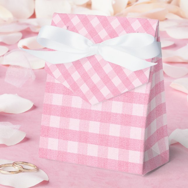 Berry Sweet Pink Gingham Baby Shower Favour Box (Wedding)