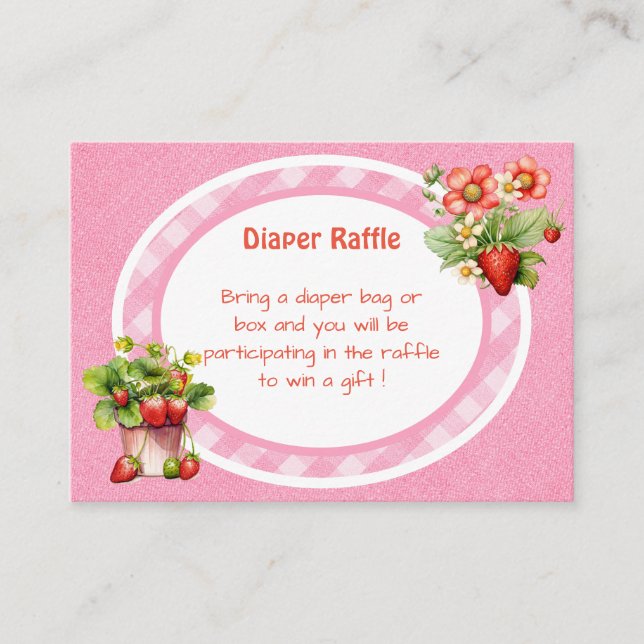 Berry Sweet Pink Gingham  Enclosure Card (Front)