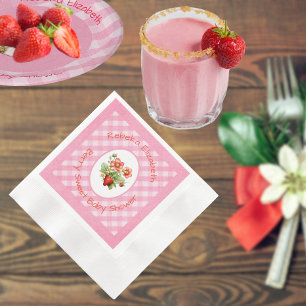 Berry Sweet Pink Gingham Shower Napkin