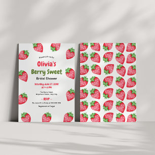 Berry Sweet Pink Red Strawberry Bridal Shower  Invitation