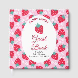 Berry Sweet Pink Strawberry Baby Shower Guest Book