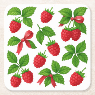 Berry Sweet Raspberry Birthday Party - Square Paper Coaster