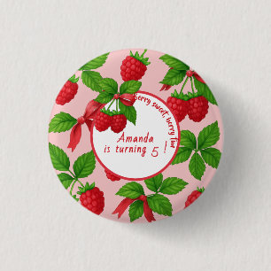 Berry Sweet Raspberry Kids Birthday Party -  3 Cm Round Badge