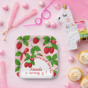 Berry Sweet Raspberry Kids Birthday Party -  Paper Plate