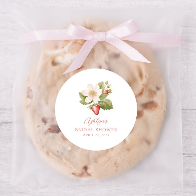 Berry Sweet Red Strawberry Bridal Shower Sticker (Creator Uploaded)