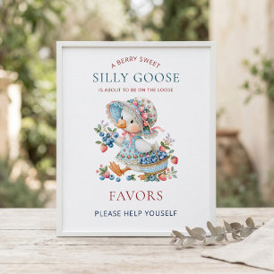 Berry Sweet Silly Goose Favours sign Baby Shower